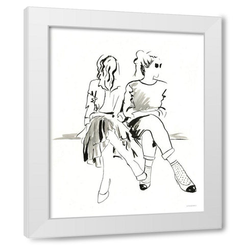 People Watching White Modern Wood Framed Art Print by Kamdon Kreations