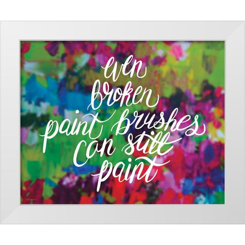 Broken Paintbrushes White Modern Wood Framed Art Print by Kamdon Kreations