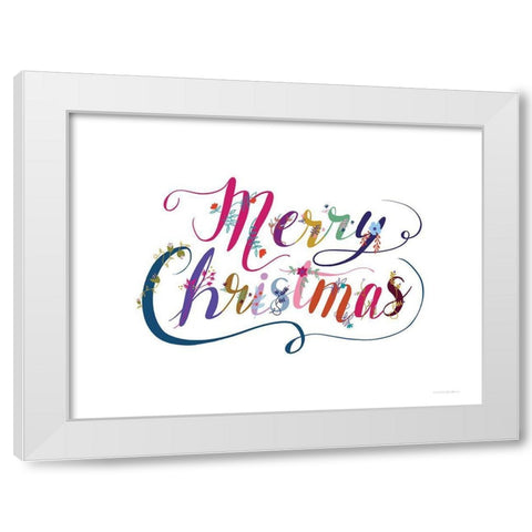 Boho Merry Christmas II White Modern Wood Framed Art Print by Kamdon Kreations