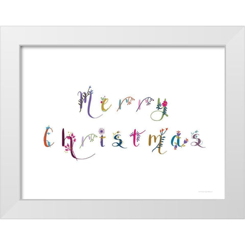 Boho Merry Christmas III White Modern Wood Framed Art Print by Kamdon Kreations