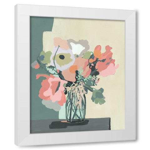 Blush Pink Cutout White Modern Wood Framed Art Print by Kamdon Kreations
