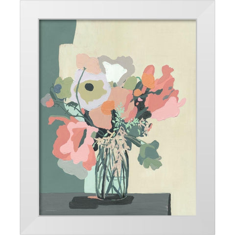 Blush Pink Cutout White Modern Wood Framed Art Print by Kamdon Kreations