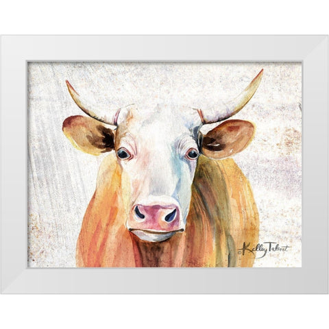 Royal Gold Steer White Modern Wood Framed Art Print by Talent, Kelley