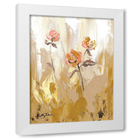 Gold Petals Dancing in the Wind I White Modern Wood Framed Art Print by Talent, Kelley