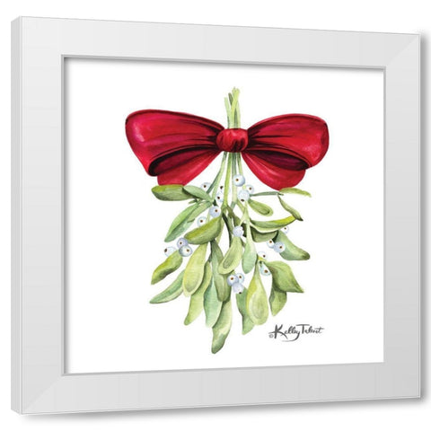 Mistletoe Kisses    White Modern Wood Framed Art Print by Talent, Kelley