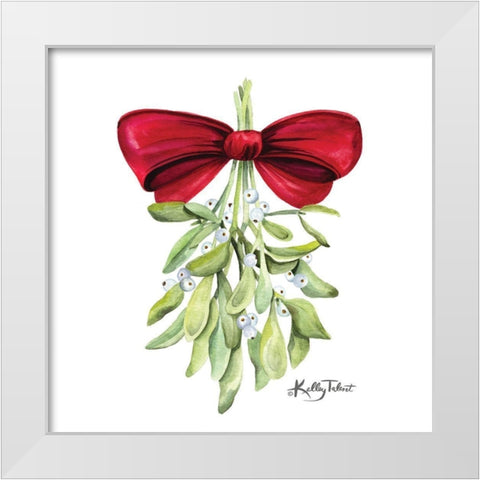 Mistletoe Kisses    White Modern Wood Framed Art Print by Talent, Kelley