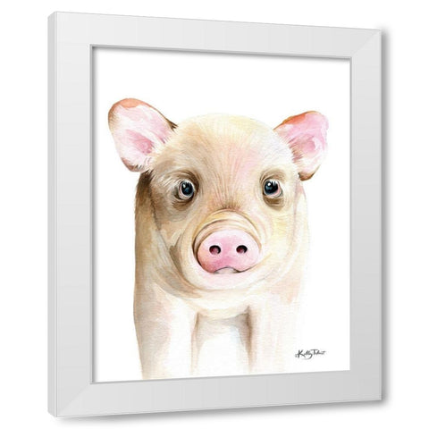 Patty the Pig White Modern Wood Framed Art Print by Talent, Kelley