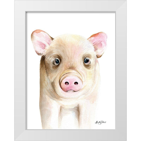Patty the Pig White Modern Wood Framed Art Print by Talent, Kelley