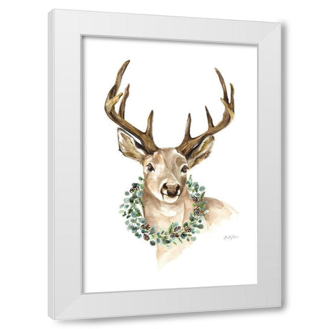 Woodland Deer White Modern Wood Framed Art Print by Talent, Kelley