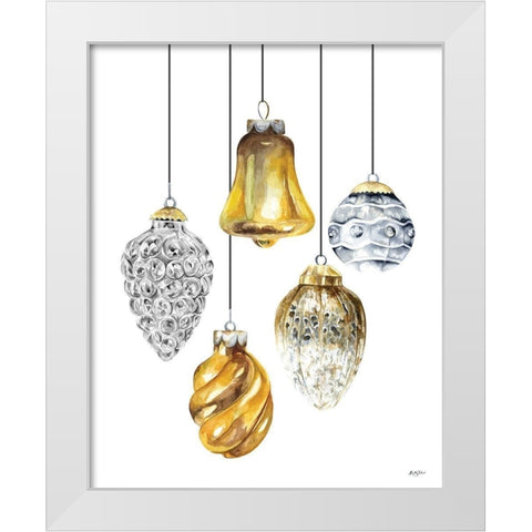 Silver and Gold Ornaments White Modern Wood Framed Art Print by Talent, Kelley