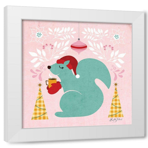 Christmas Squirrel White Modern Wood Framed Art Print by Talent, Kelley