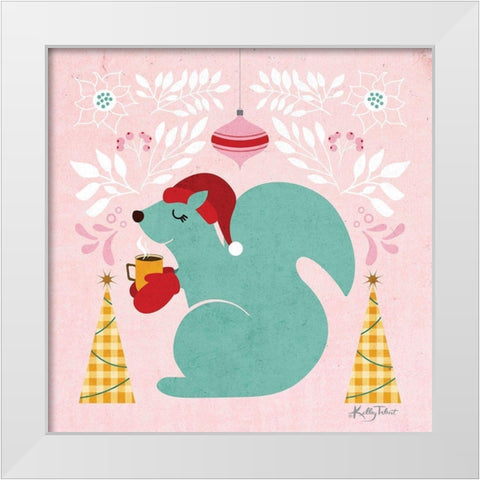 Christmas Squirrel White Modern Wood Framed Art Print by Talent, Kelley
