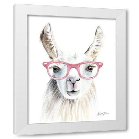 Cordelia the Llama White Modern Wood Framed Art Print by Talent, Kelley