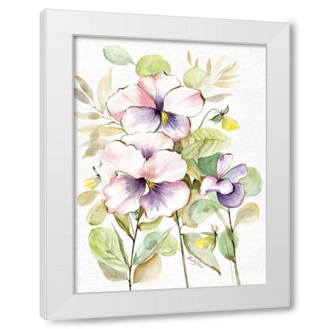 Springing Up Pansies White Modern Wood Framed Art Print by Talent, Kelley
