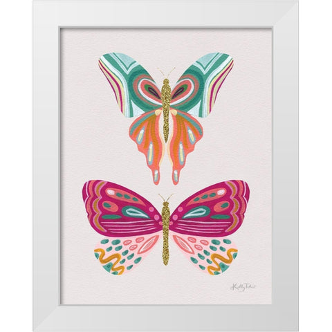 Colorful Butterflies I White Modern Wood Framed Art Print by Talent, Kelley