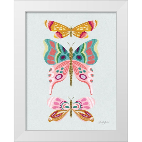 Colorful Butterflies III White Modern Wood Framed Art Print by Talent, Kelley