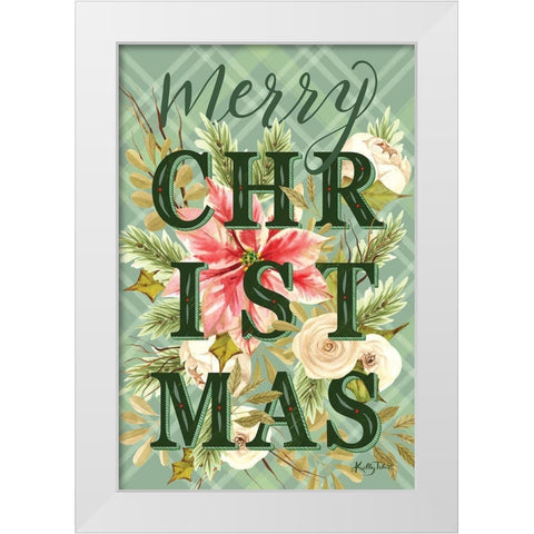 Sage Merry Christmas White Modern Wood Framed Art Print by Talent, Kelley