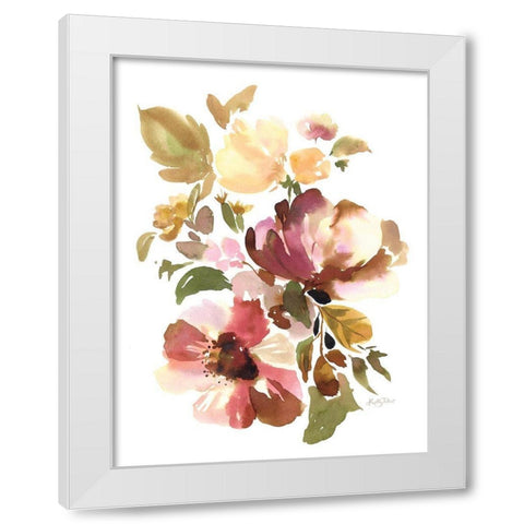 Warm Berry Blossoms White Modern Wood Framed Art Print by Talent, Kelley