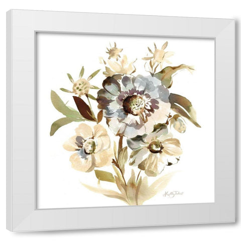 Faded Denim Blooms White Modern Wood Framed Art Print by Talent, Kelley