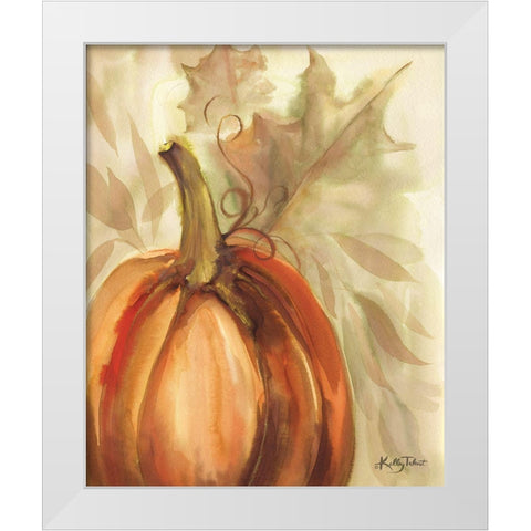 Golden Fall Pumpkin White Modern Wood Framed Art Print by Talent, Kelley