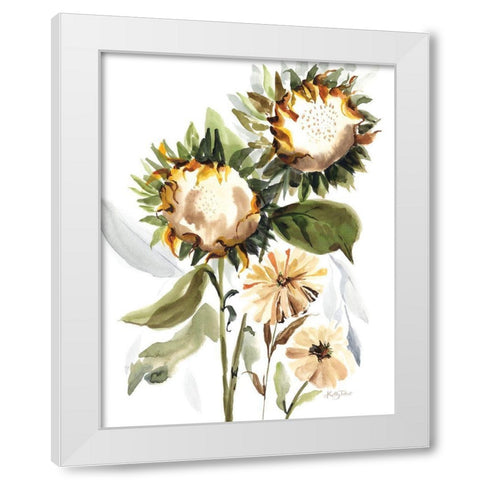 Sundown Sunflowers White Modern Wood Framed Art Print by Talent, Kelley