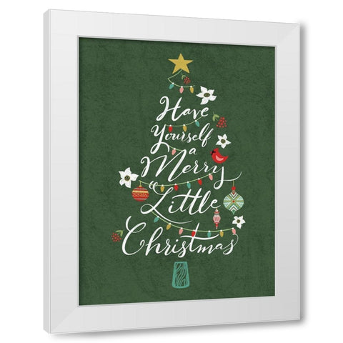 Merry Little Christmas Tree White Modern Wood Framed Art Print by Talent, Kelley