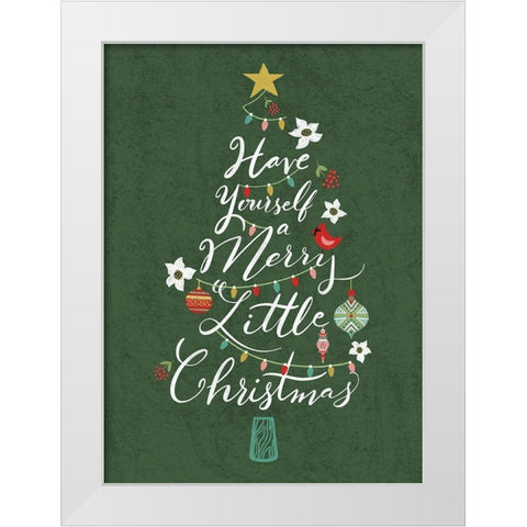 Merry Little Christmas Tree White Modern Wood Framed Art Print by Talent, Kelley