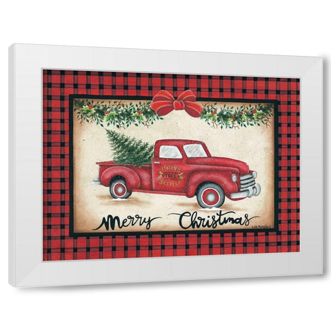 Merry Christmas Truck White Modern Wood Framed Art Print by Kennedy, Lisa