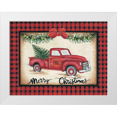 Merry Christmas Truck White Modern Wood Framed Art Print by Kennedy, Lisa