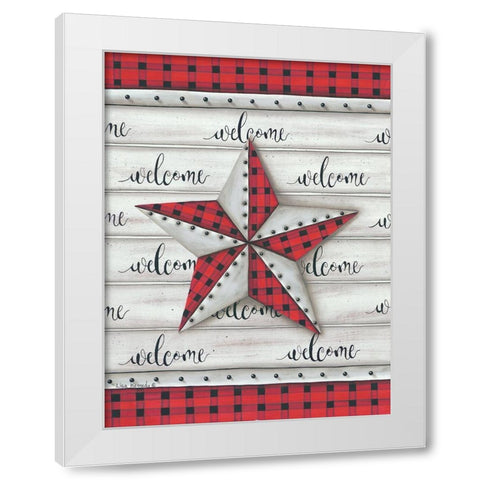Plaid Welcome Barnstar White Modern Wood Framed Art Print by Kennedy, Lisa
