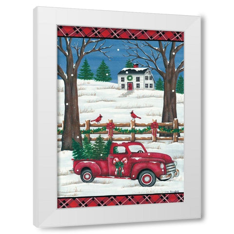 Candy Cane Truck White Modern Wood Framed Art Print by Kennedy, Lisa
