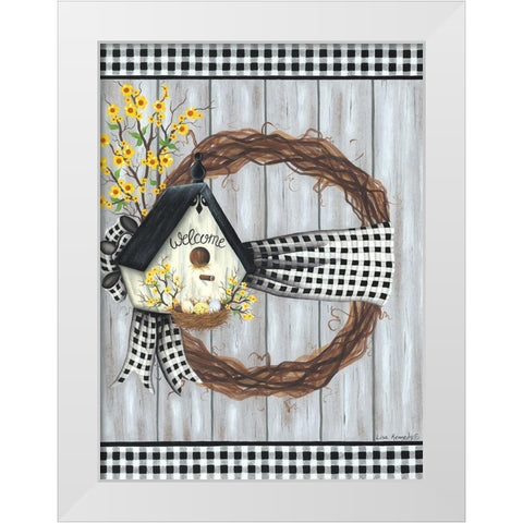 Spring Welcome Wreath White Modern Wood Framed Art Print by Kennedy, Lisa
