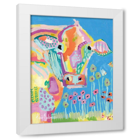 Moo Series:  Lucy White Modern Wood Framed Art Print by Roberts, Kait