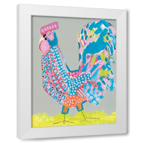 Ralph the Rooster White Modern Wood Framed Art Print by Roberts, Kait