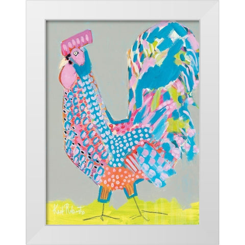 Ralph the Rooster White Modern Wood Framed Art Print by Roberts, Kait