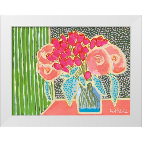 Flowers for Maude No. 2 White Modern Wood Framed Art Print by Roberts, Kait