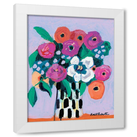 Bouquet on Lilac  White Modern Wood Framed Art Print by Roberts, Kait
