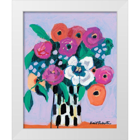 Bouquet on Lilac  White Modern Wood Framed Art Print by Roberts, Kait