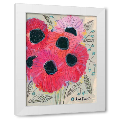 Electric Sunflowers White Modern Wood Framed Art Print by Roberts, Kait