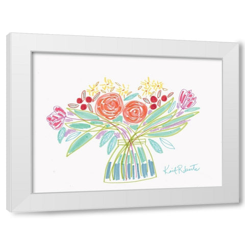 February Bouquet White Modern Wood Framed Art Print by Roberts, Kait