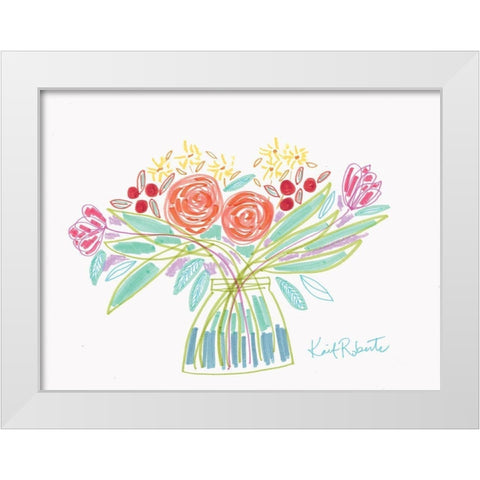 February Bouquet White Modern Wood Framed Art Print by Roberts, Kait