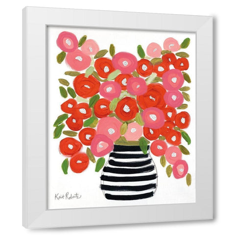 Poppies in Strawberry and Taffy White Modern Wood Framed Art Print by Roberts, Kait