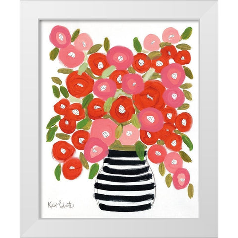 Poppies in Strawberry and Taffy White Modern Wood Framed Art Print by Roberts, Kait