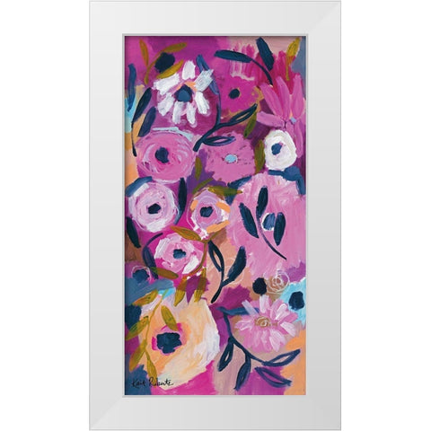 Midnight Blooms White Modern Wood Framed Art Print by Roberts, Kait