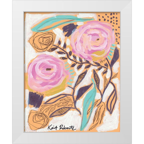 Bubblegum Blooms White Modern Wood Framed Art Print by Roberts, Kait