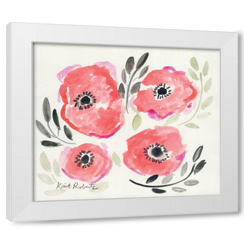 Poppies in Punch White Modern Wood Framed Art Print by Roberts, Kait