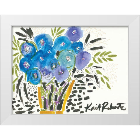 Singing the Blues White Modern Wood Framed Art Print by Roberts, Kait