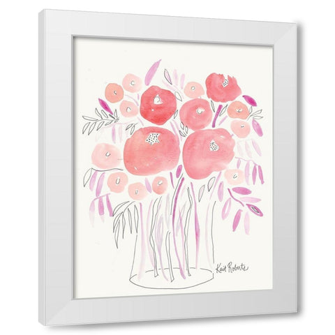 Guava Blooms and Bubblegum Leaves White Modern Wood Framed Art Print by Roberts, Kait