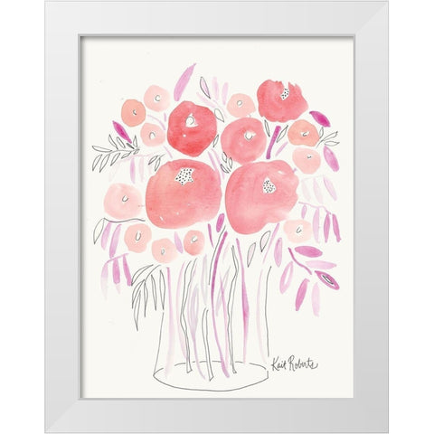 Guava Blooms and Bubblegum Leaves White Modern Wood Framed Art Print by Roberts, Kait