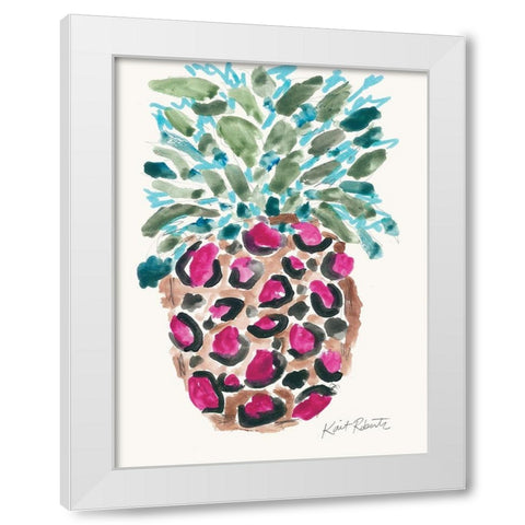 Wild About Pineapple White Modern Wood Framed Art Print by Roberts, Kait